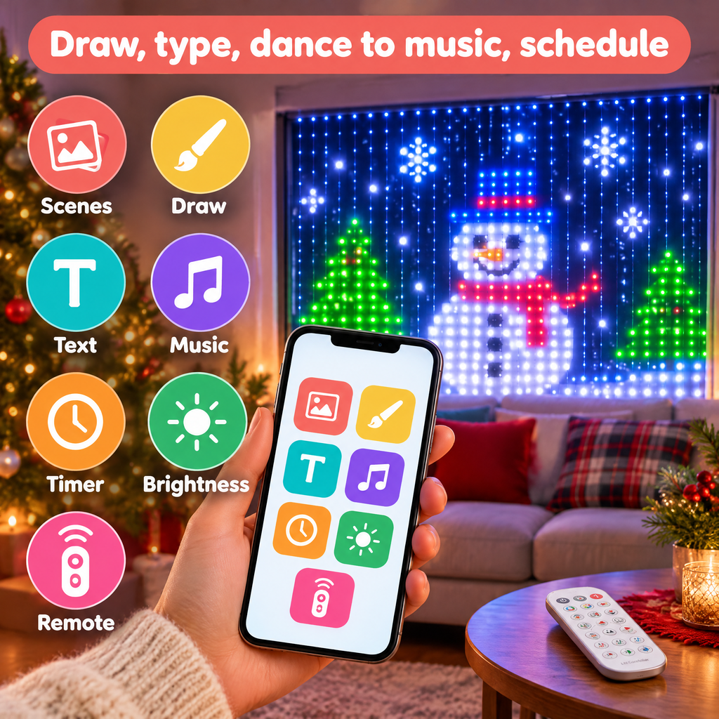 Smart Holiday Pixel Curtain — product photo 4 of 10