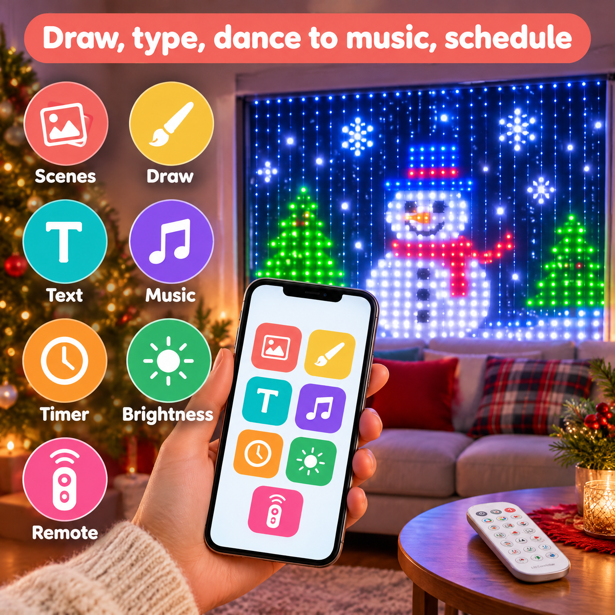 Smart Holiday Pixel Curtain — product photo 4 of 10