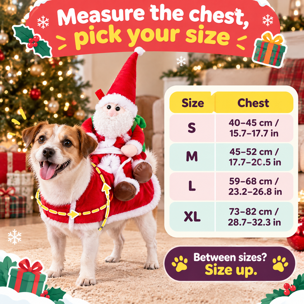 Santa's Sleigh Ride Dog Costume — product photo 7 of 9