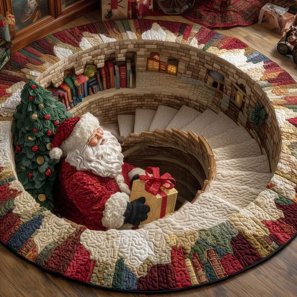 Magical Christmas 3D Illusion Rug — design 01 Santa's Gift Staircase