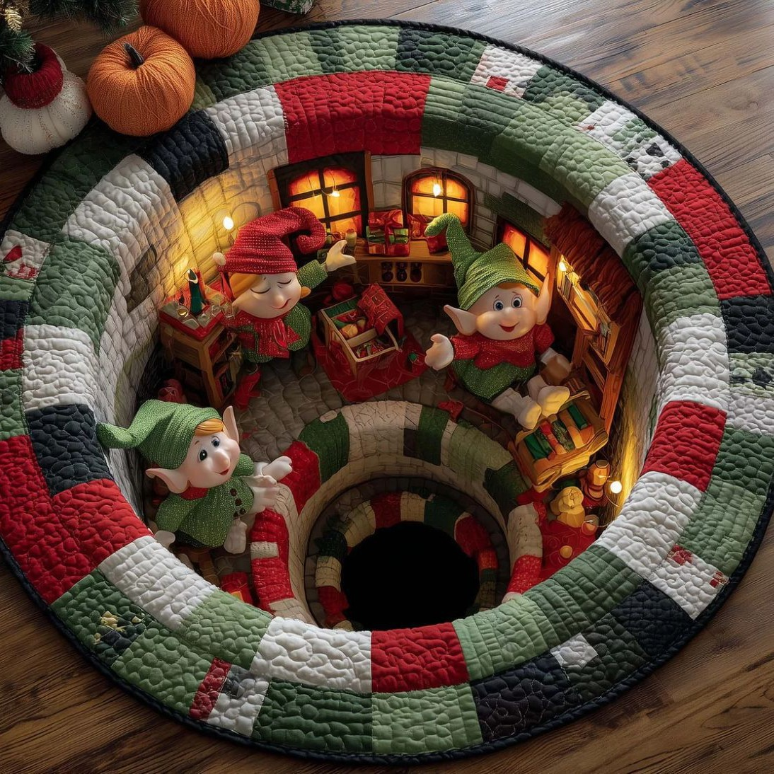 Magical Christmas 3D Illusion Rug — design 06 Elves' Hidden Cabin