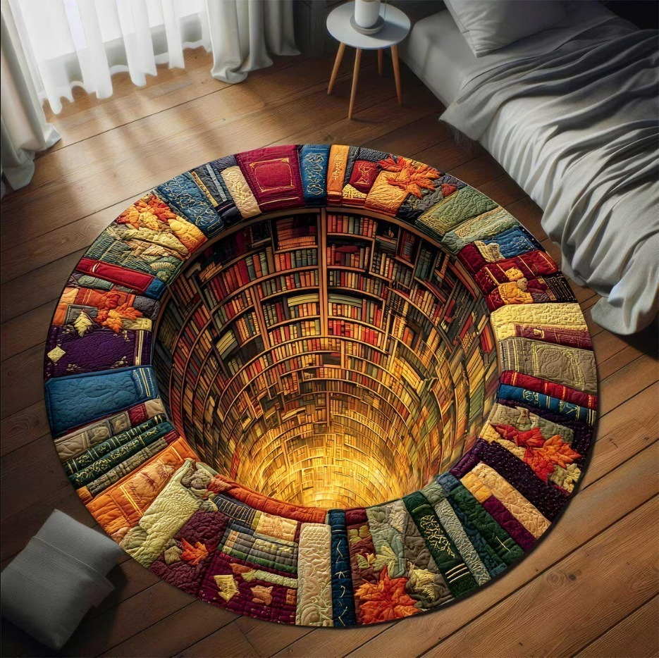 Magical Christmas 3D Illusion Rug — design 07 Magical Library Glow