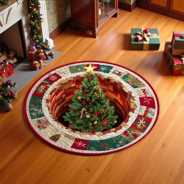 Magical Christmas 3D Illusion Rug — design 11 Quilted Christmas Tree