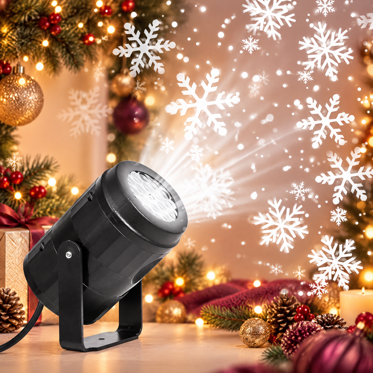 Indoor Magic Snow Projector — White Snowfall
