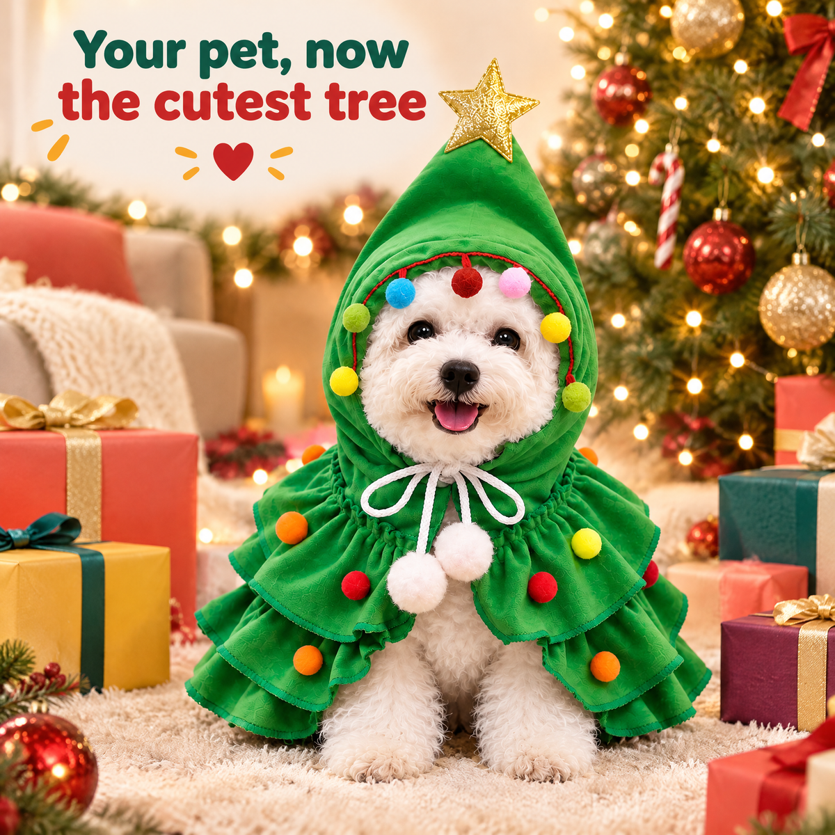 Festive Christmas Tree Pet Cape — product photo 1 of 9
