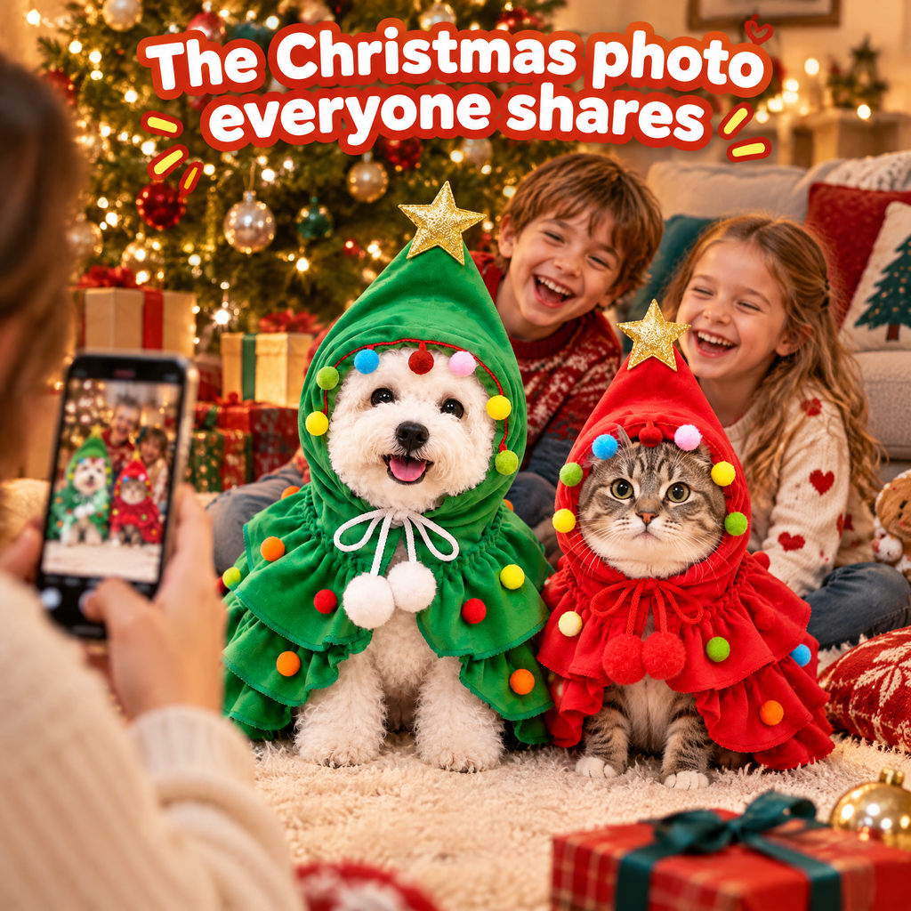 Festive Christmas Tree Pet Cape — product photo 2 of 9