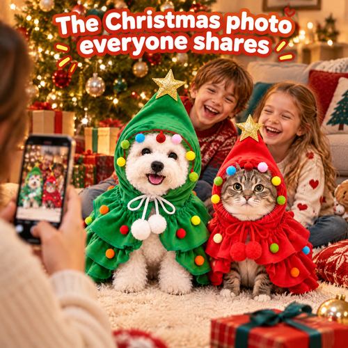 Festive Christmas Tree Pet Cape — product photo 2 of 9