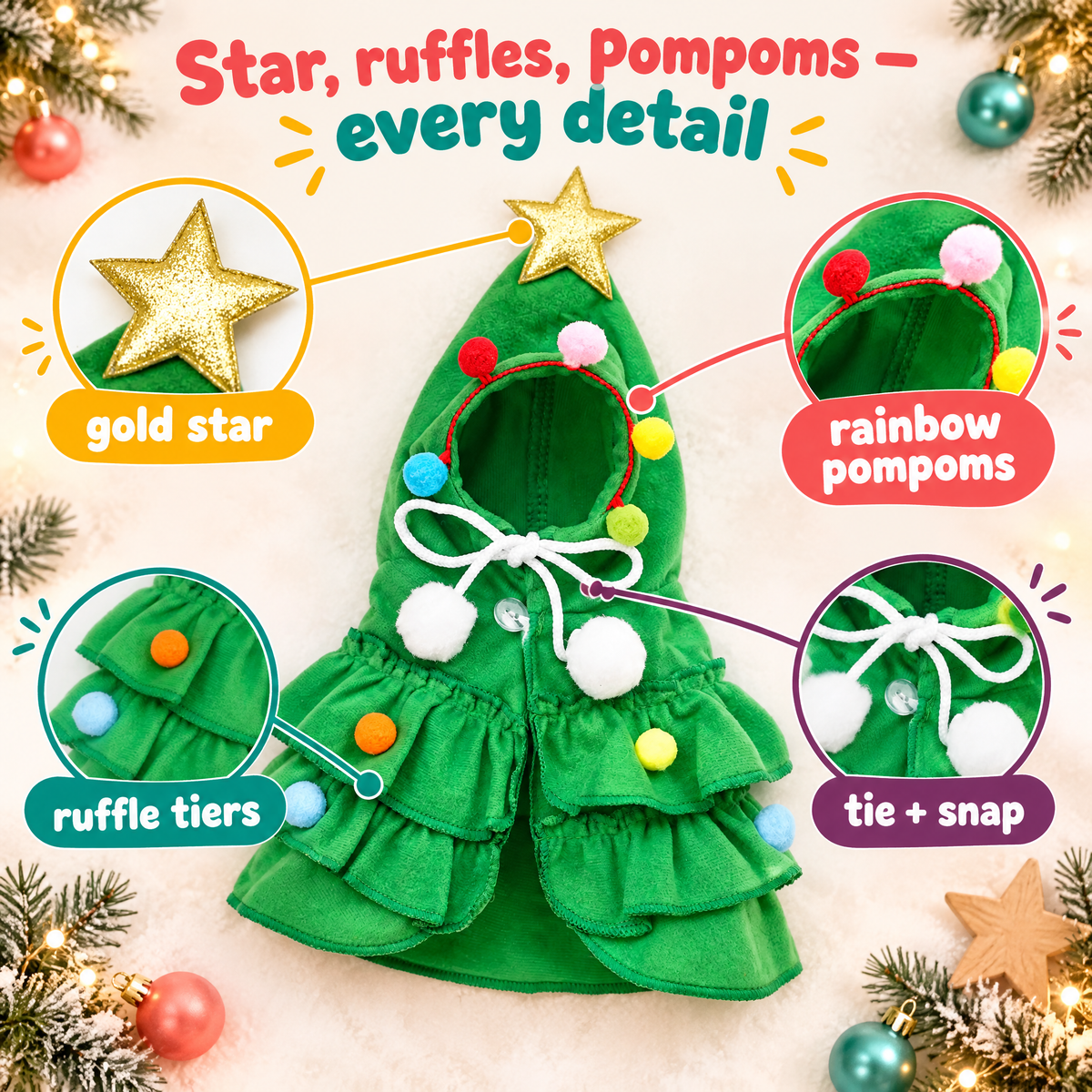 Festive Christmas Tree Pet Cape — product photo 3 of 9