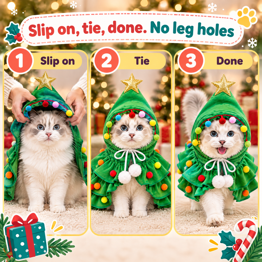 Festive Christmas Tree Pet Cape — product photo 4 of 9