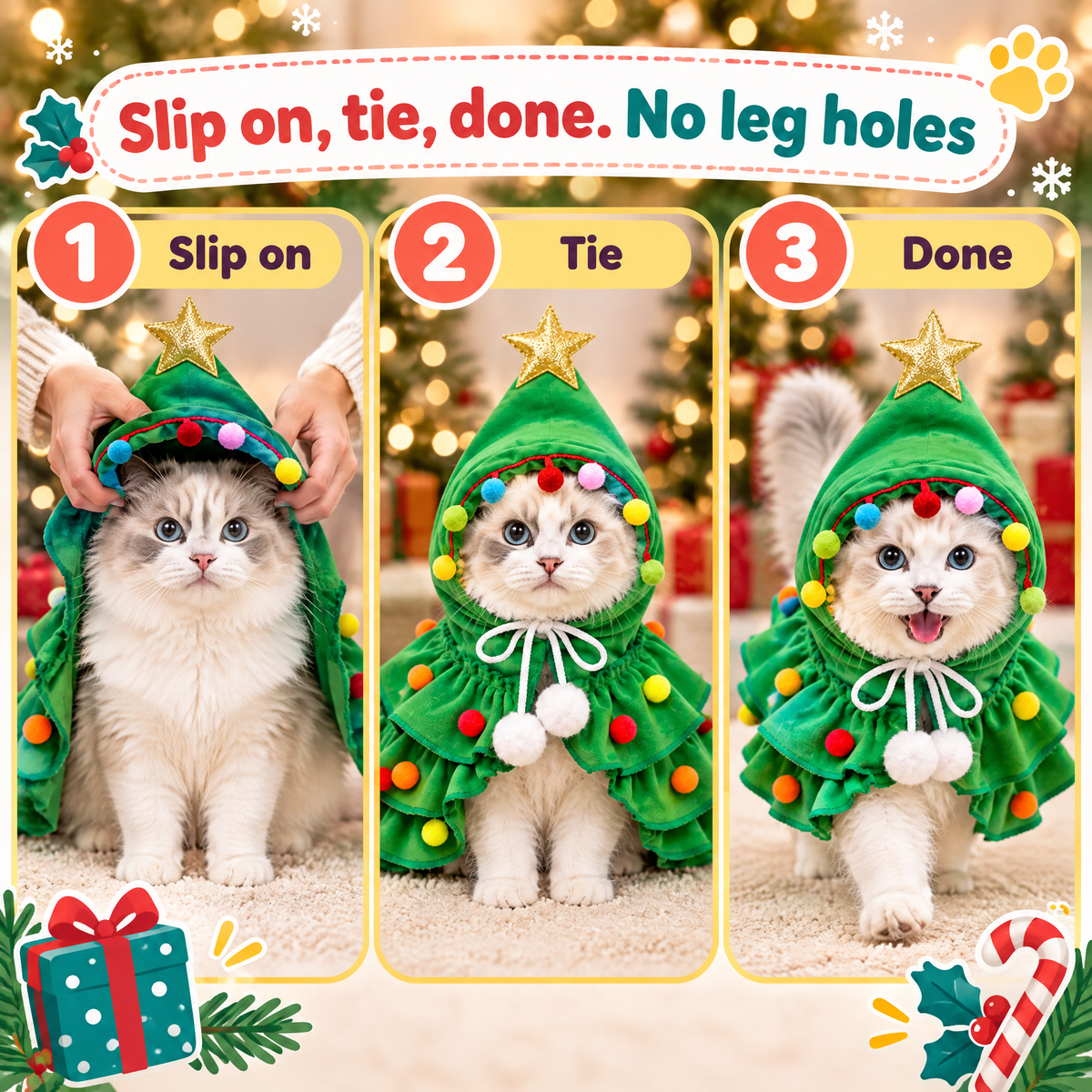 Festive Christmas Tree Pet Cape — product photo 4 of 9