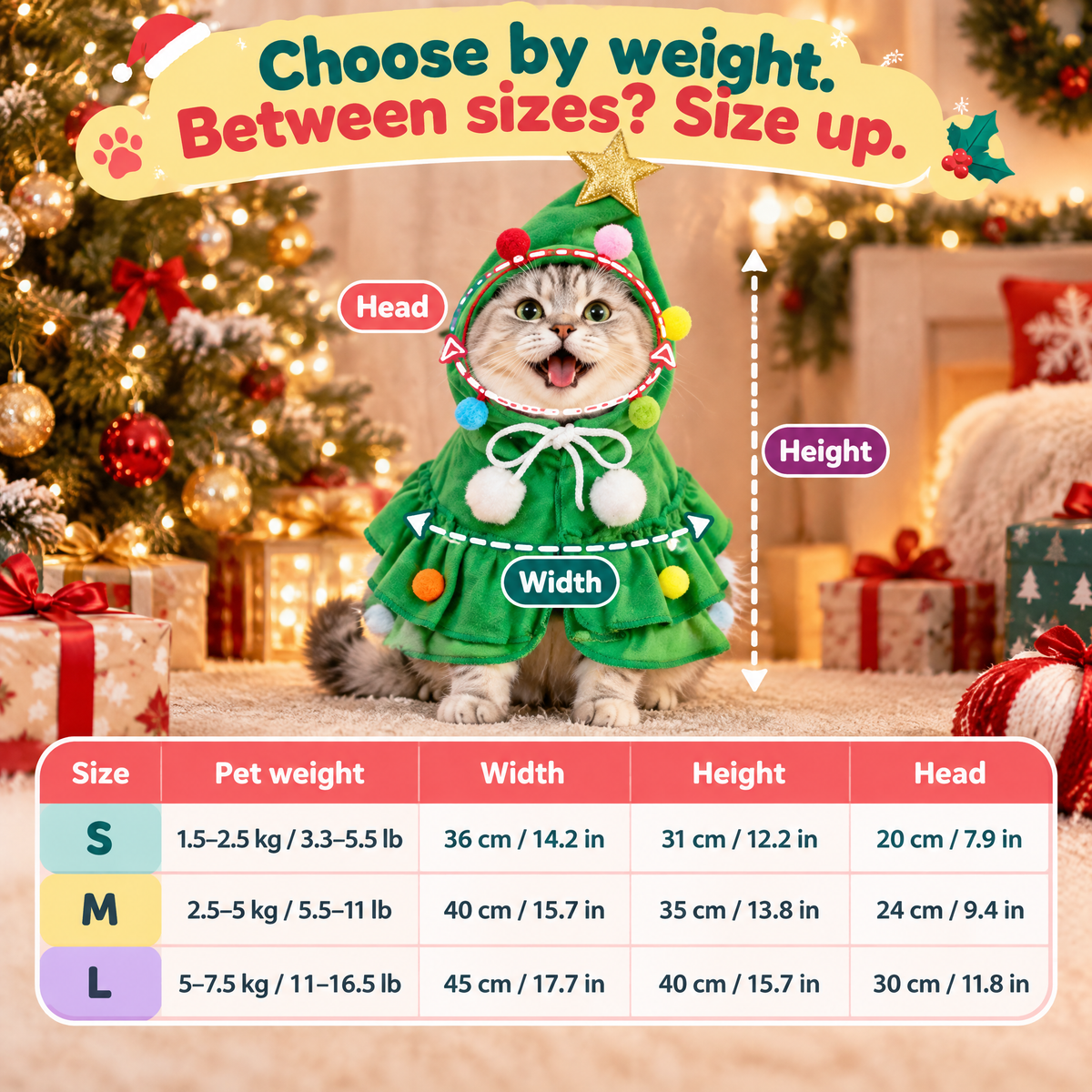 Festive Christmas Tree Pet Cape — product photo 7 of 9
