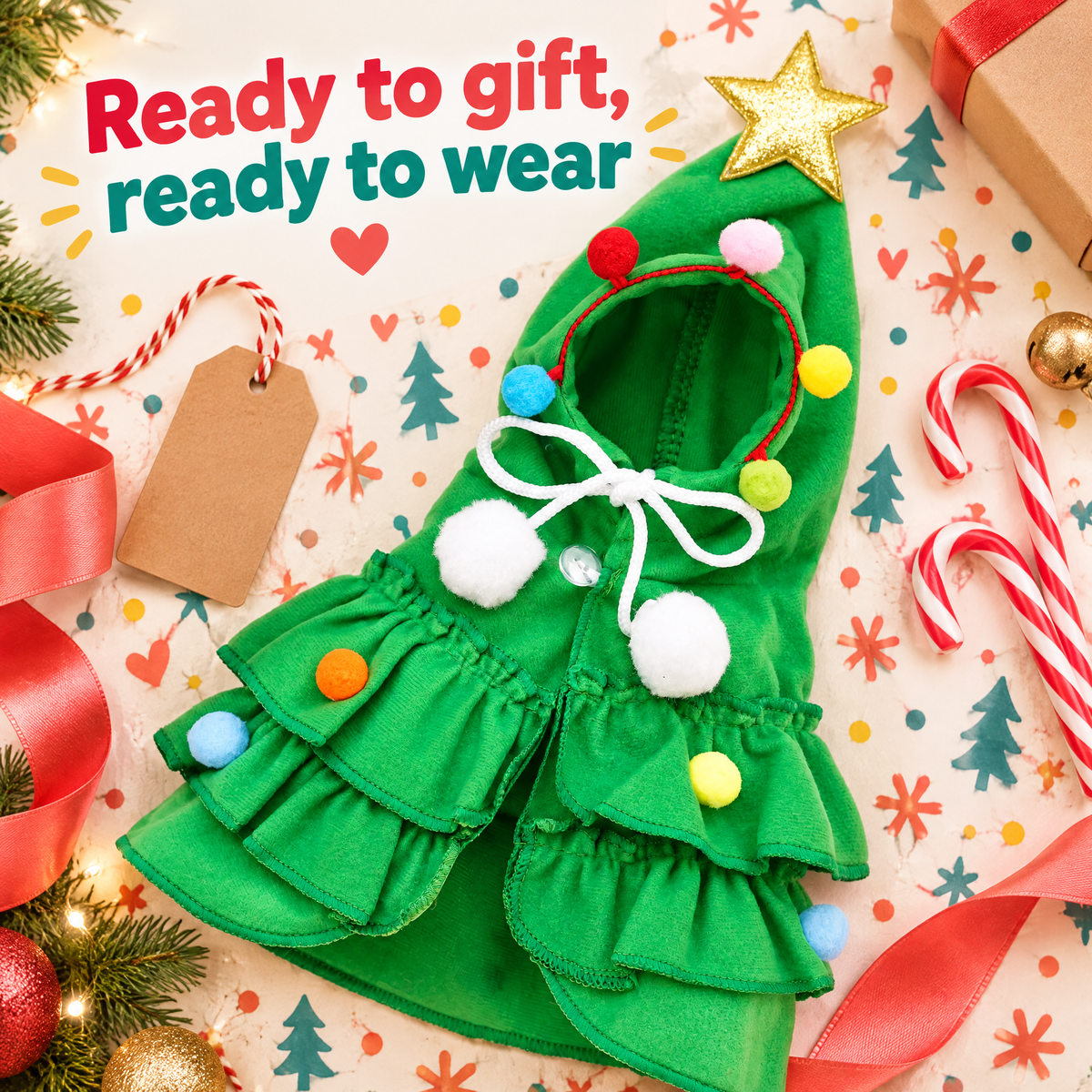 Festive Christmas Tree Pet Cape — product photo 8 of 9