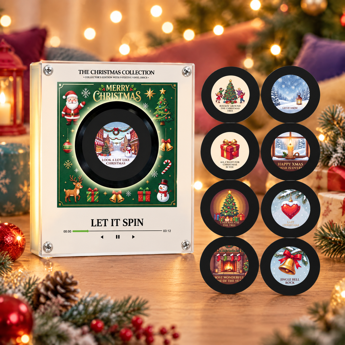 Smart Christmas Mini Record Magnet — Santa's Green Collection