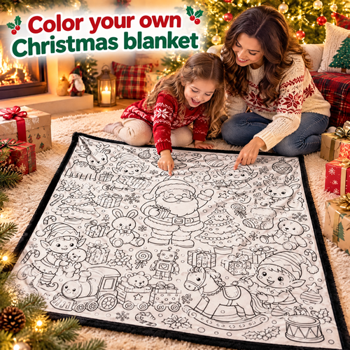 Santa's Workshop Coloring Velvet Throw — product photo 1 of 9