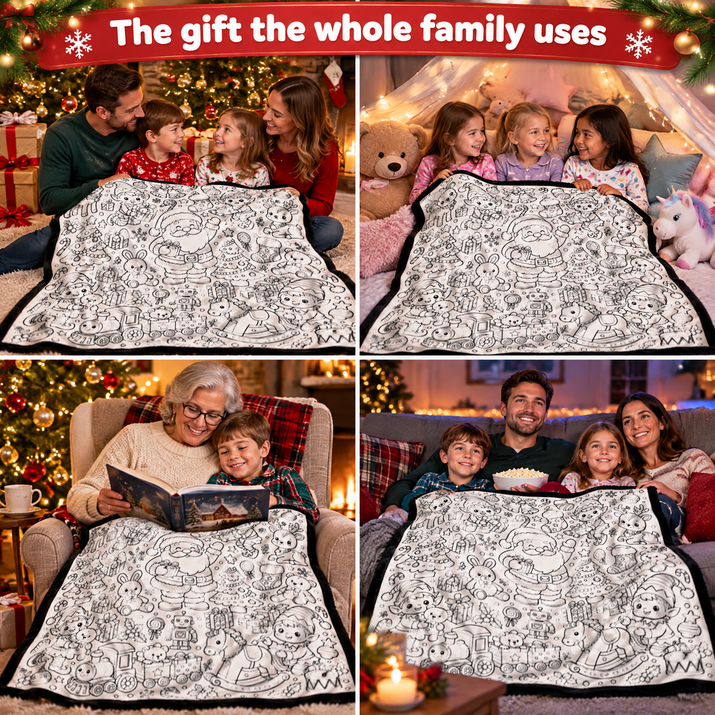 Santa's Workshop Coloring Velvet Throw — product photo 5 of 9