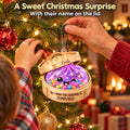 Personalized Christmas Dumpling Ornament — on a lit Christmas tree