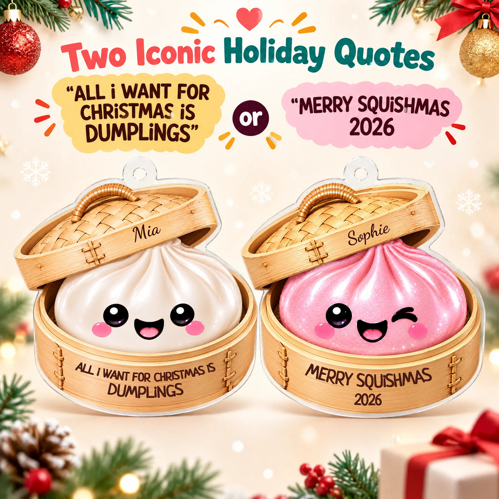 Personalized Christmas Dumpling Ornament — the two holiday quotes