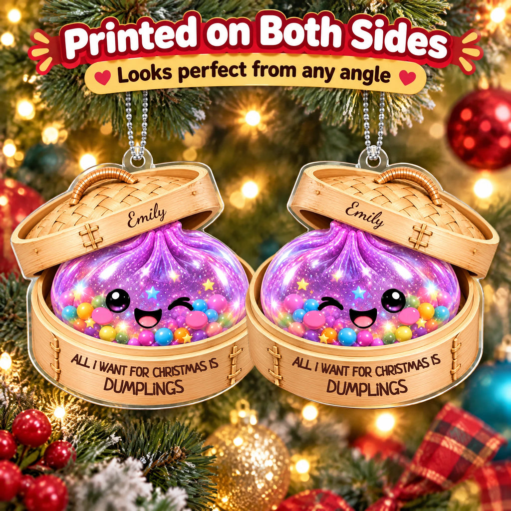 Personalized Christmas Dumpling Ornament — printed on both sides