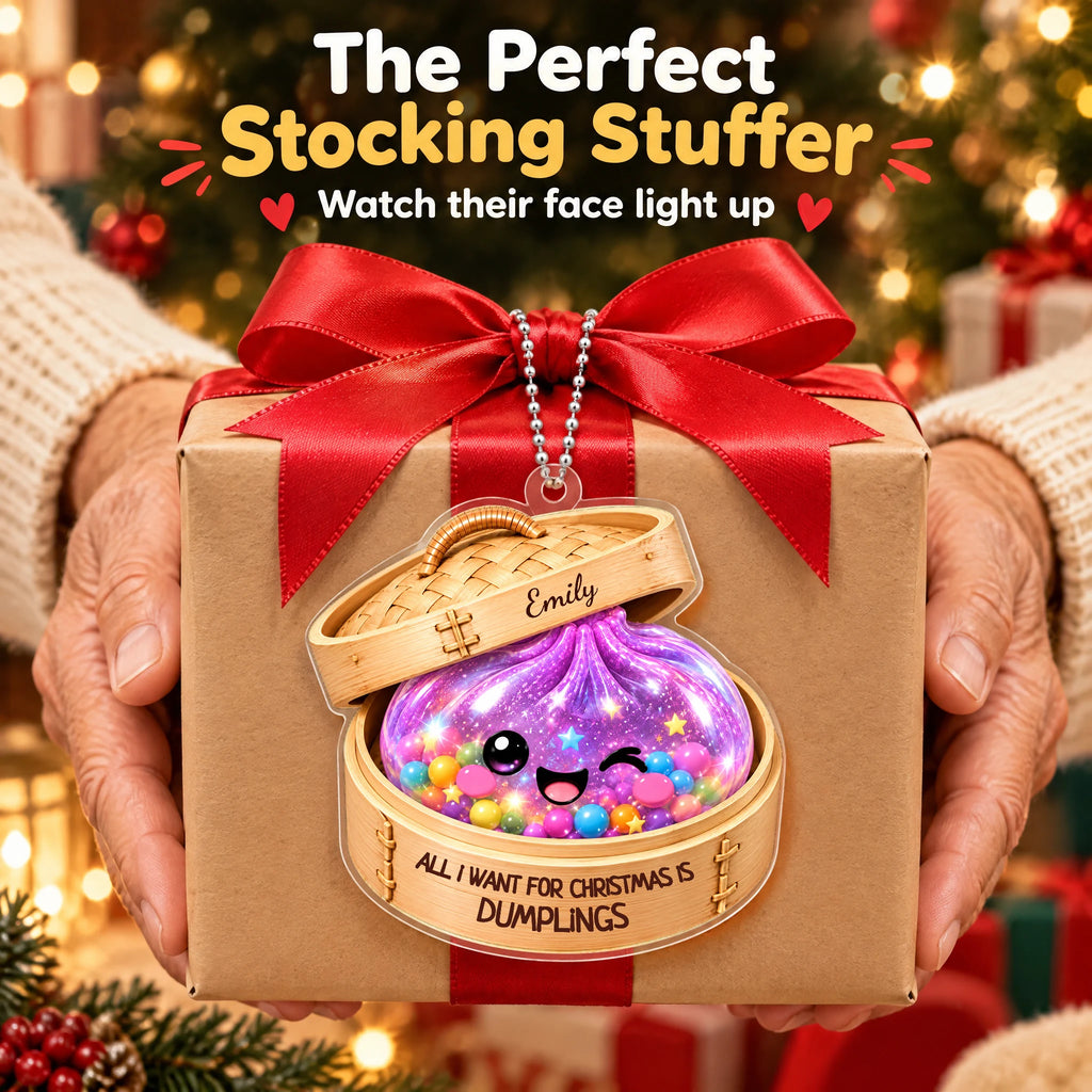Personalized Christmas Dumpling Ornament — as a gift topper