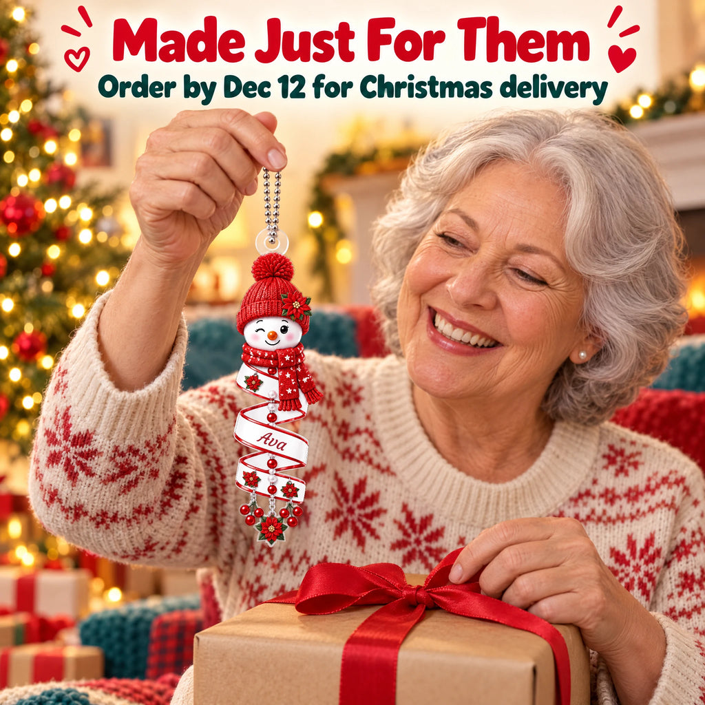 Personalized Smiling Snowman Keepsake Ornament — made just for them