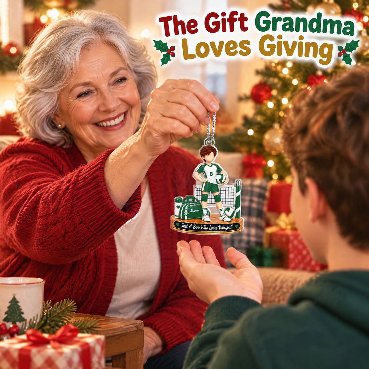 Personalized Volleyball Player Christmas Keepsake Ornament — a gift from grandma for her grandchild