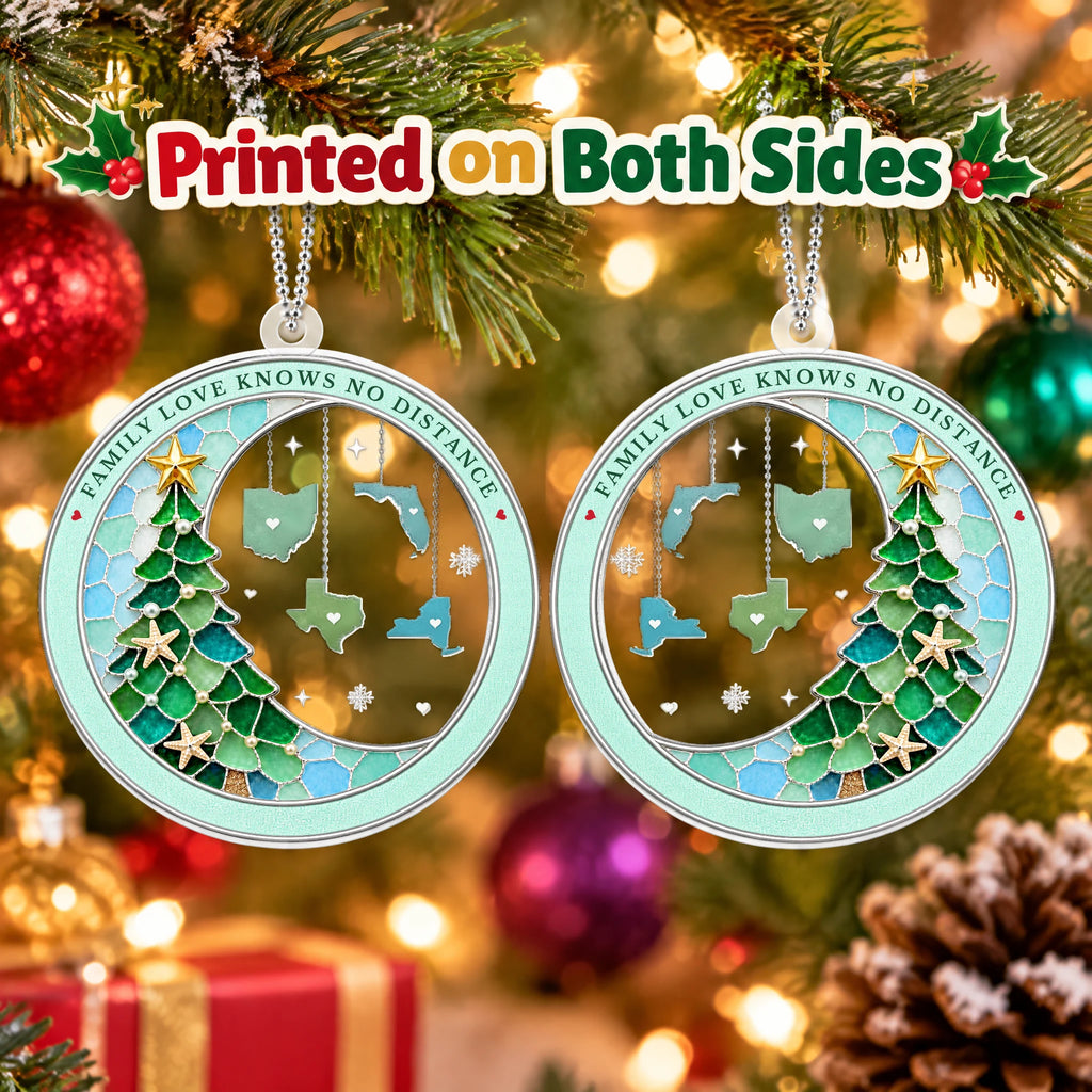 Personalized Family State Christmas Ornament — printed on both sides
